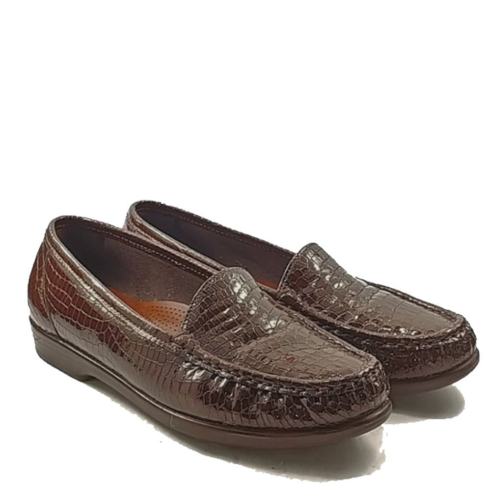 SAS "Simplify" Brown Croc Orthopedic Flats Slip-On loafer Sz 8.5M